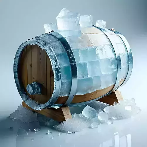Realistic Iced Wooden Beer Barrel