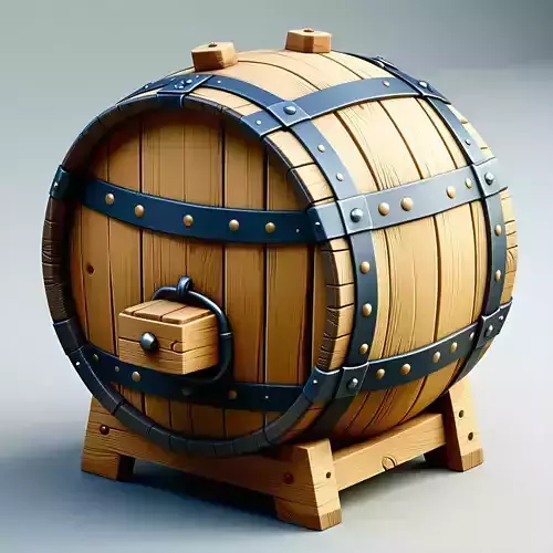 Stylized Wooden Barrel 3D Model
