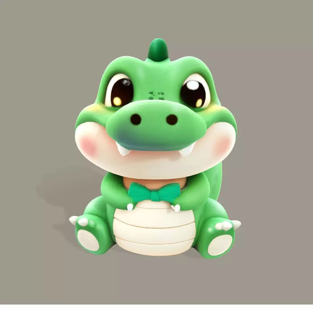 3D Chubby Croco Printable Cartoon Alligator Figurine 3D print model_3