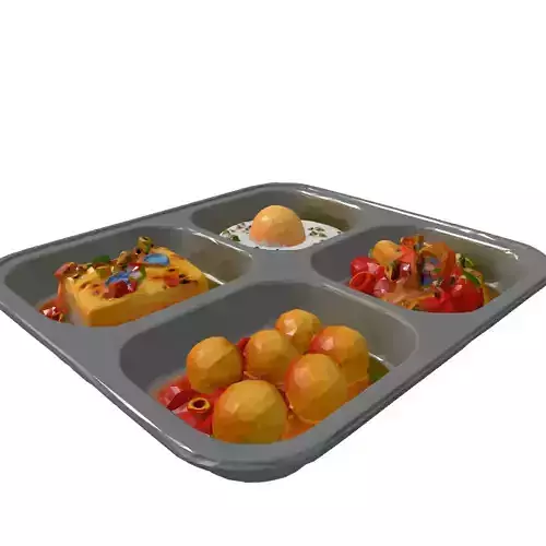 Realistic Food Tray with Meal Low-poly 3D model 6