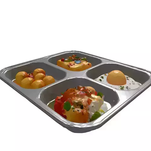 Realistic Food Tray with Meal Low-poly 3D model 7