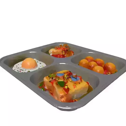 Realistic Food Tray with Meal Low-poly 3D model 3