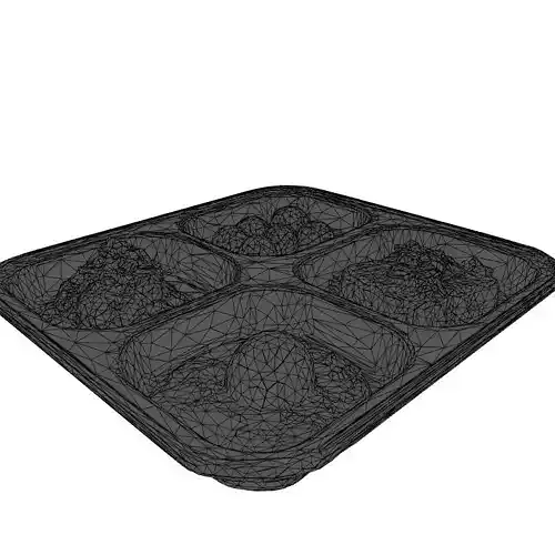 Realistic Food Tray with Meal Low-poly 3D model 2