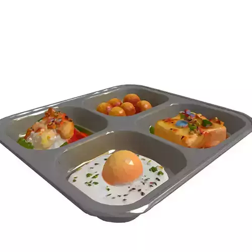 Realistic Food Tray with Meal Low-poly 3D model 4