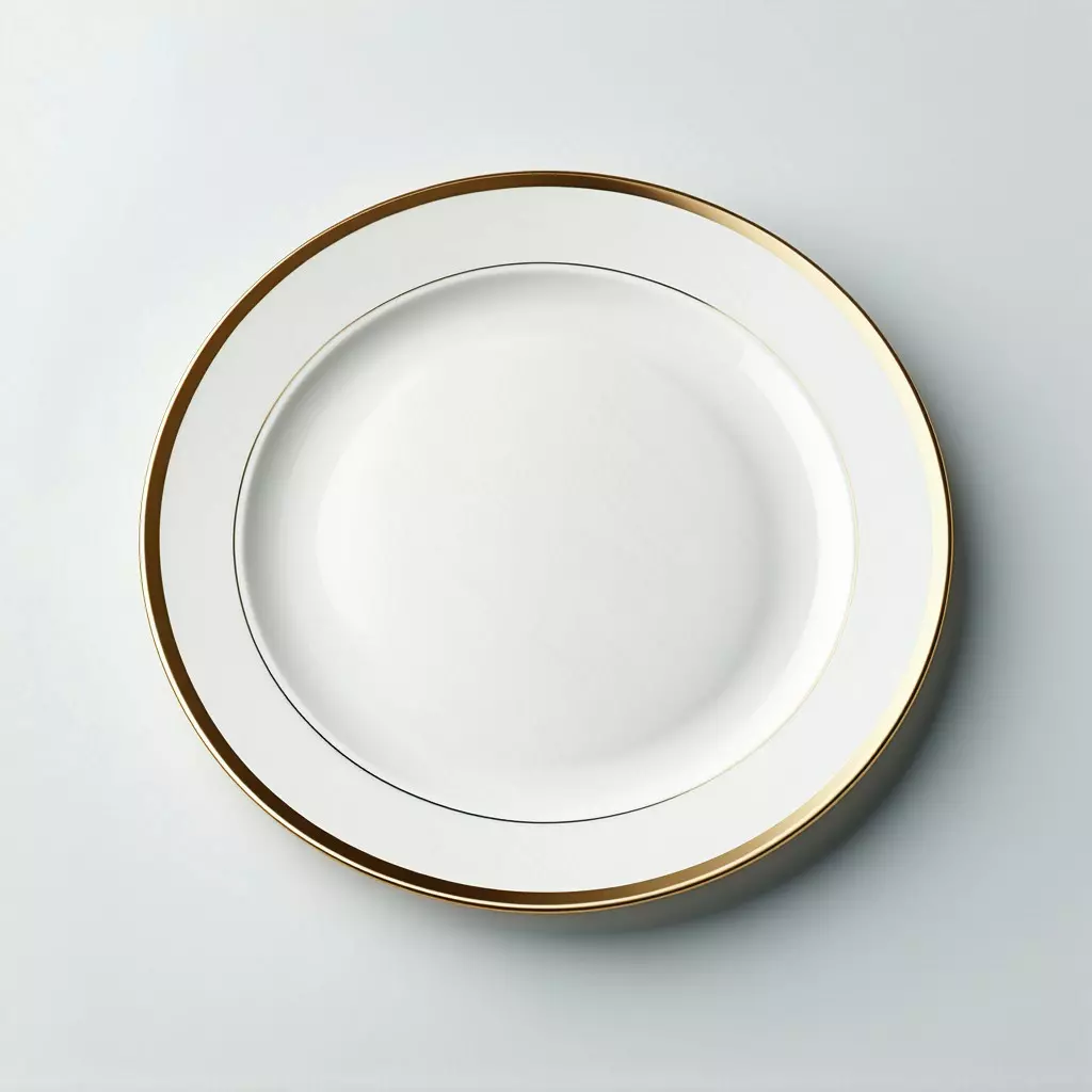 Elegant White Plate with Gold Rim Low-poly 3D model_0