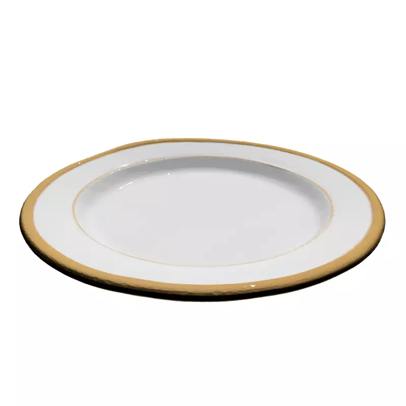 Elegant White Plate with Gold Rim Low-poly 3D model_6