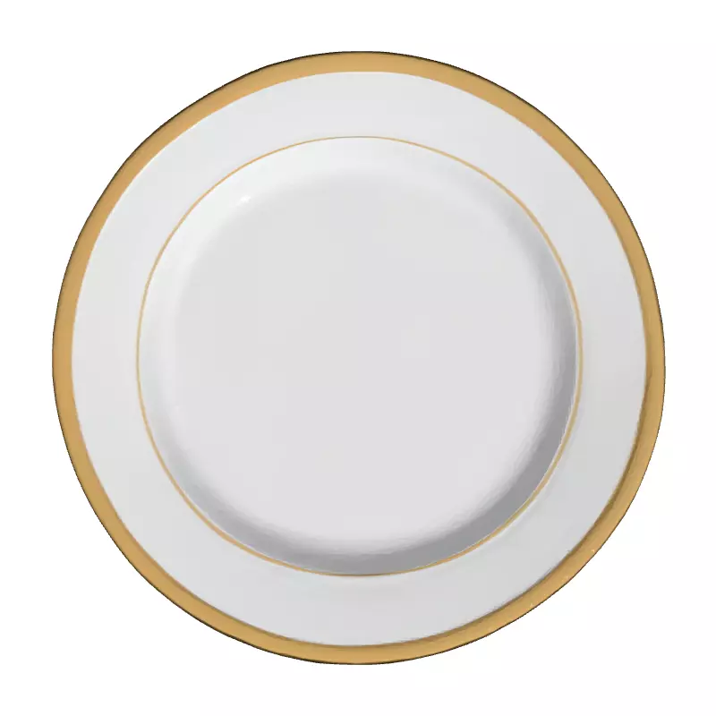 Elegant White Plate with Gold Rim Low-poly 3D model_8