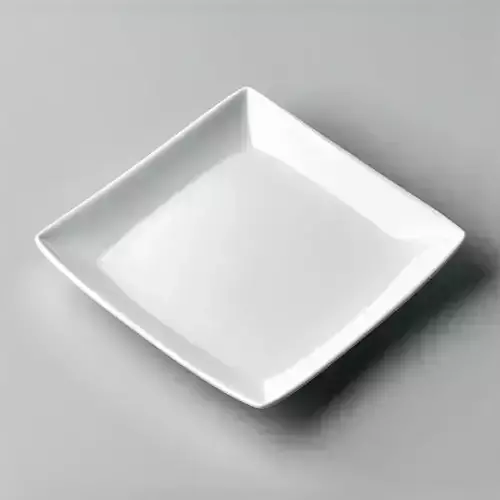 Modern Square White Plate 3D Model Low-poly 3D model