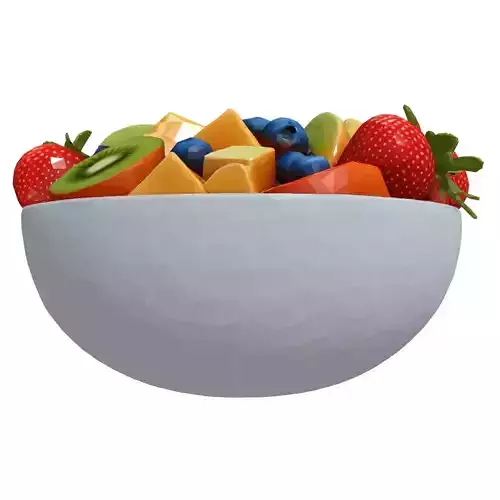 Realistic Fruit Salad in Bowl Low-poly 3D model 5