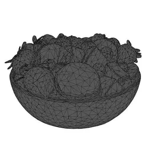 Realistic Fruit Salad in Bowl Low-poly 3D model 2