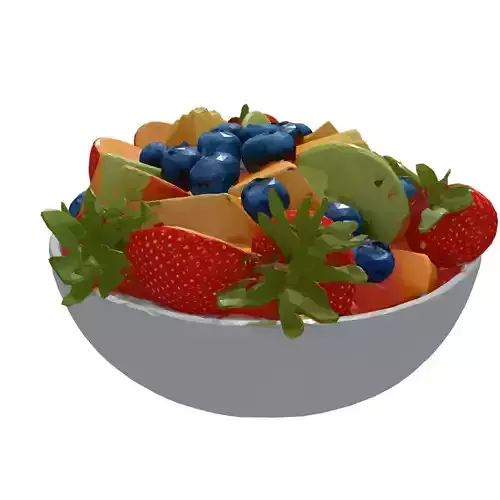Realistic Fruit Salad in Bowl Low-poly 3D model 7