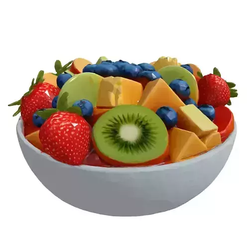 Realistic Fruit Salad in Bowl Low-poly 3D model 4