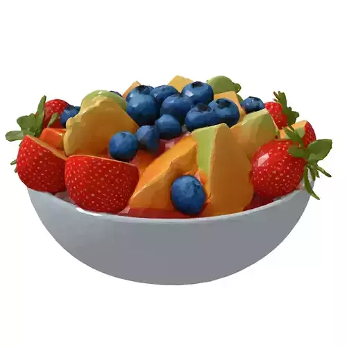 Realistic Fruit Salad in Bowl Low-poly 3D model 6