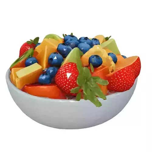 Realistic Fruit Salad in Bowl Low-poly 3D model 3