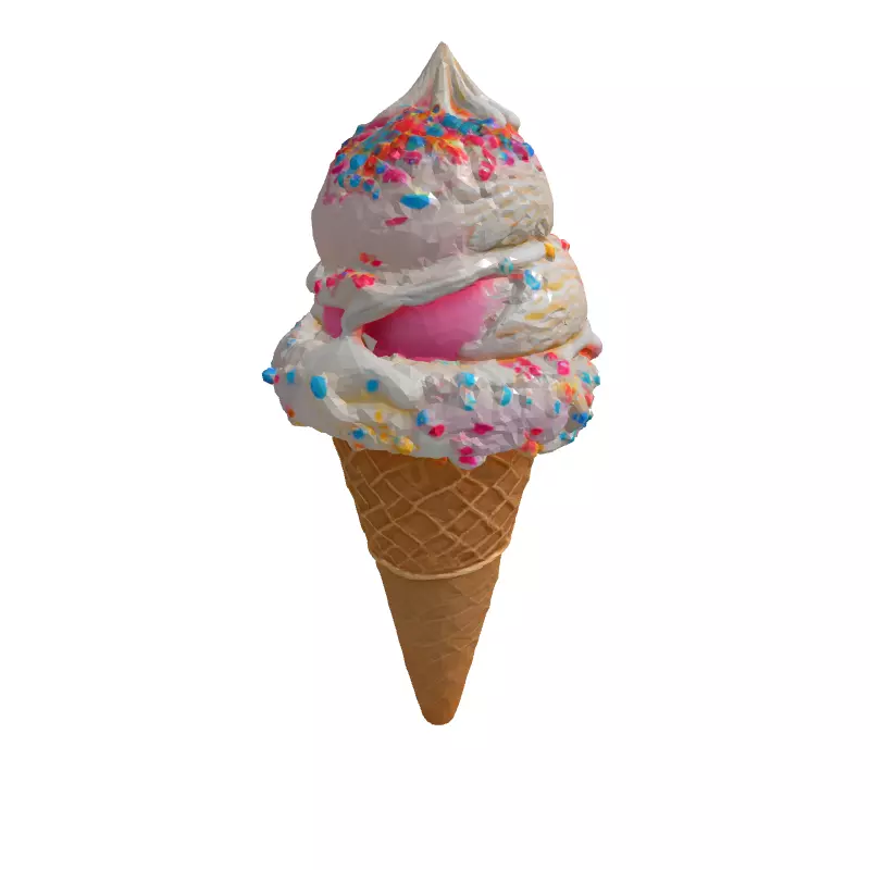 Realistic Ice Cream Cone 3D Model Low-poly 3D model_3