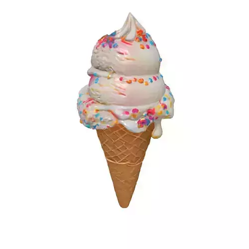 Realistic Ice Cream Cone 3D Model Low-poly 3D model 3