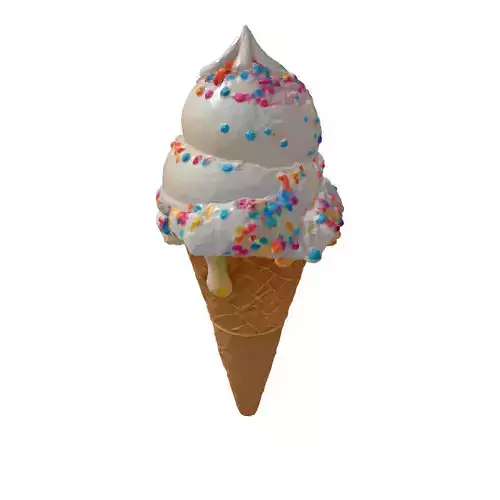 Realistic Ice Cream Cone 3D Model Low-poly 3D model 6