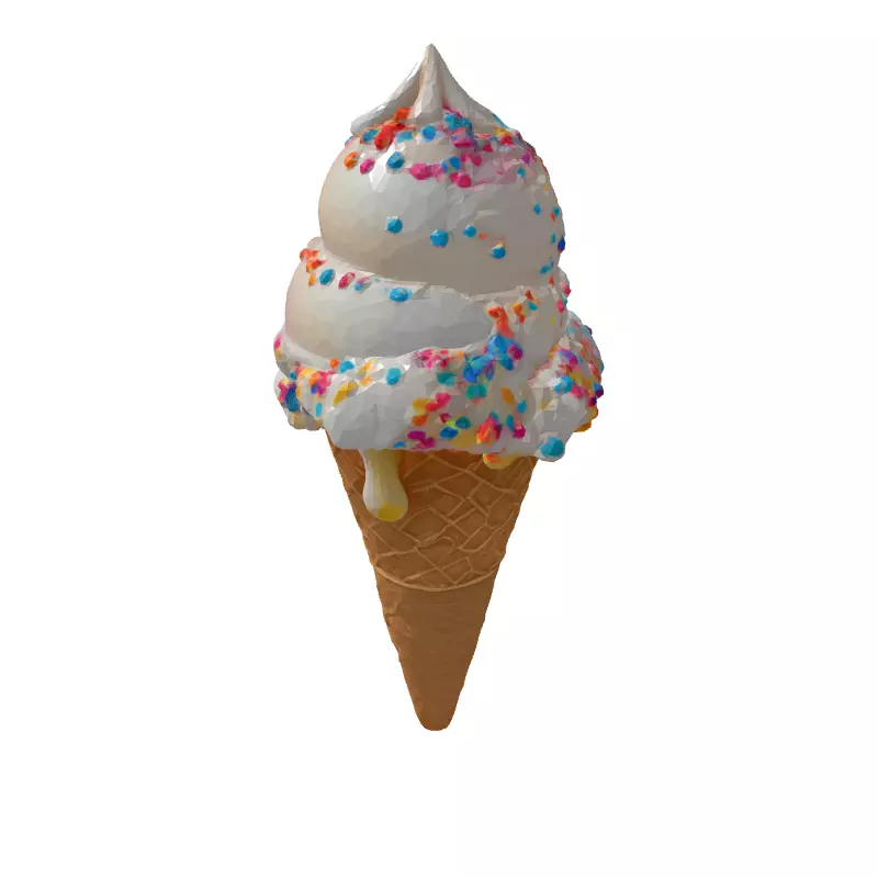 Realistic Ice Cream Cone 3D Model Low-poly 3D model_5