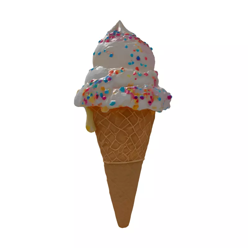 Realistic Ice Cream Cone 3D Model Low-poly 3D model_7