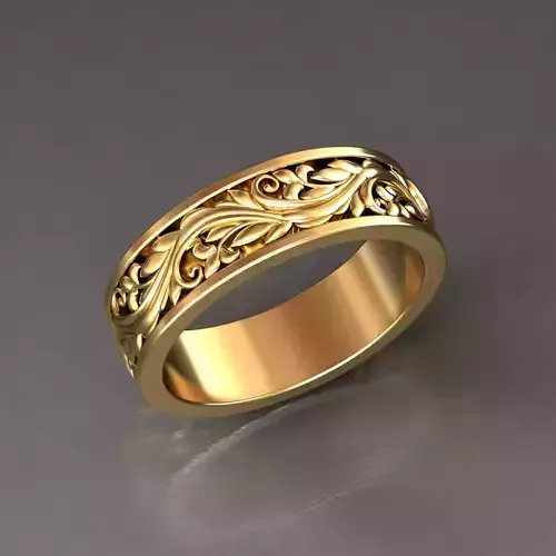 Floral Wedding Ring 3D Model 