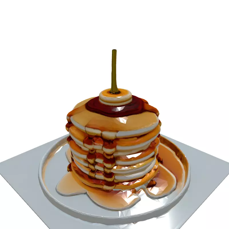 Realistic Stack of Pancakes with Syrup Low-poly 3D model_6