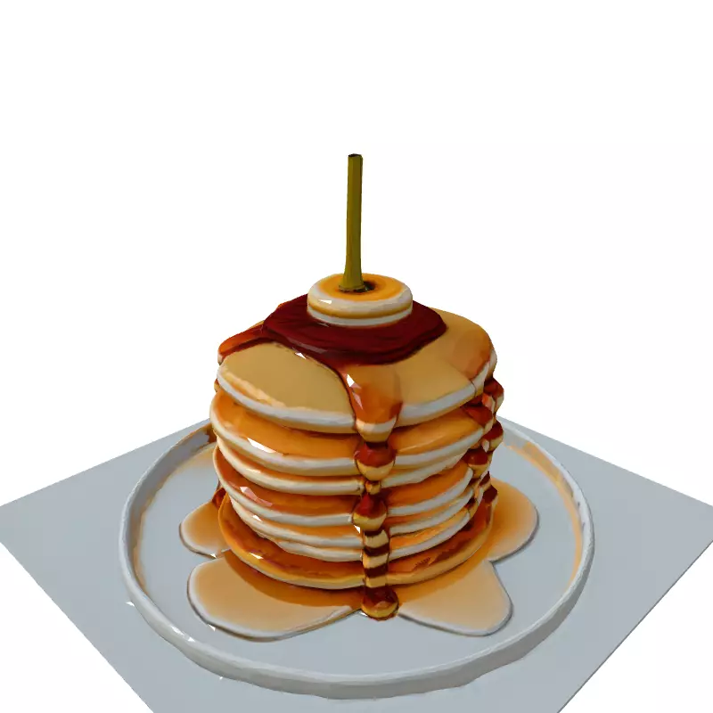 Realistic Stack of Pancakes with Syrup Low-poly 3D model_5