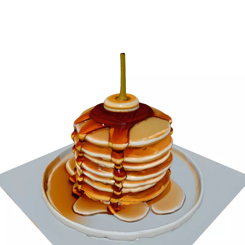 Realistic Stack of Pancakes with Syrup Low-poly 3D model_2