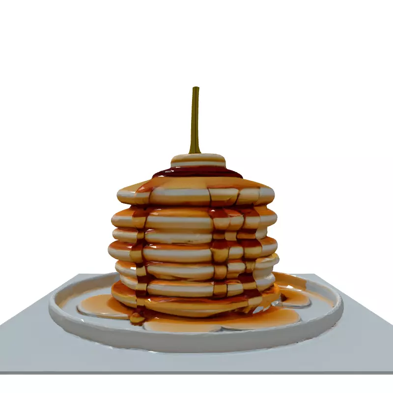Realistic Stack of Pancakes with Syrup Low-poly 3D model_7