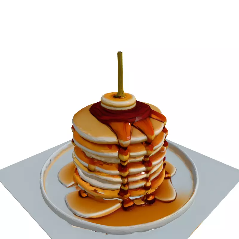 Realistic Stack of Pancakes with Syrup Low-poly 3D model_3