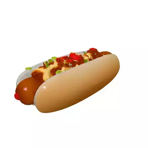 Realistic Chili Cheese Hot Dog 3D Model Low-poly 3D model 3