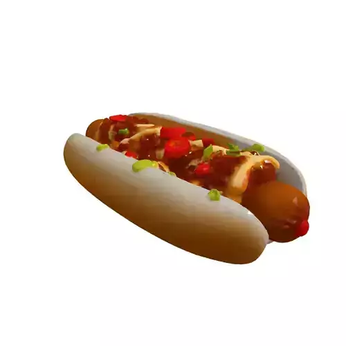 Realistic Chili Cheese Hot Dog 3D Model Low-poly 3D model 4