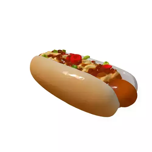 Realistic Chili Cheese Hot Dog 3D Model Low-poly 3D model 6