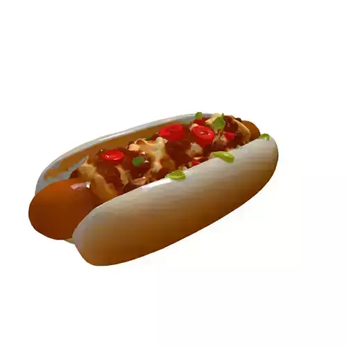 Realistic Chili Cheese Hot Dog 3D Model Low-poly 3D model 7