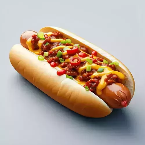 Realistic Chili Cheese Hot Dog 3D Model Low-poly 3D model
