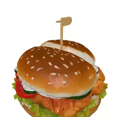 Realistic Crispy Chicken Burger 3D Model Low-poly 3D model 3