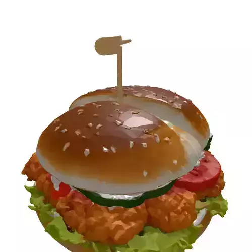 Realistic Crispy Chicken Burger 3D Model Low-poly 3D model 7