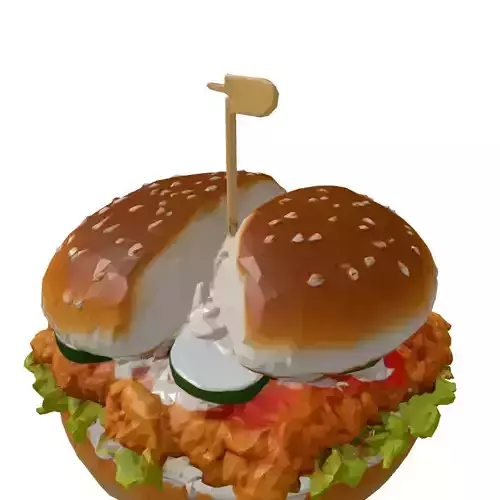 Realistic Crispy Chicken Burger 3D Model Low-poly 3D model 6
