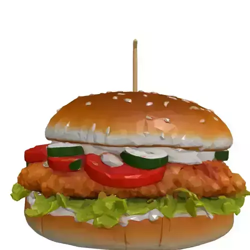 Realistic Crispy Chicken Burger 3D Model Low-poly 3D model 5
