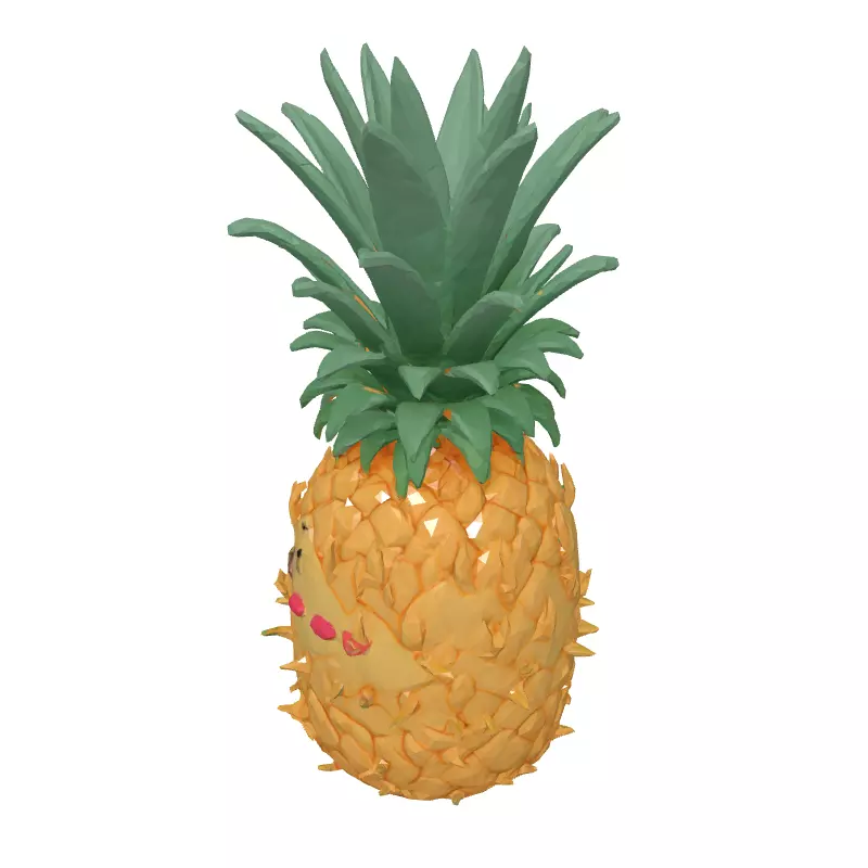 Cute Cartoon Pineapple 3D Model Low-poly 3D model_2