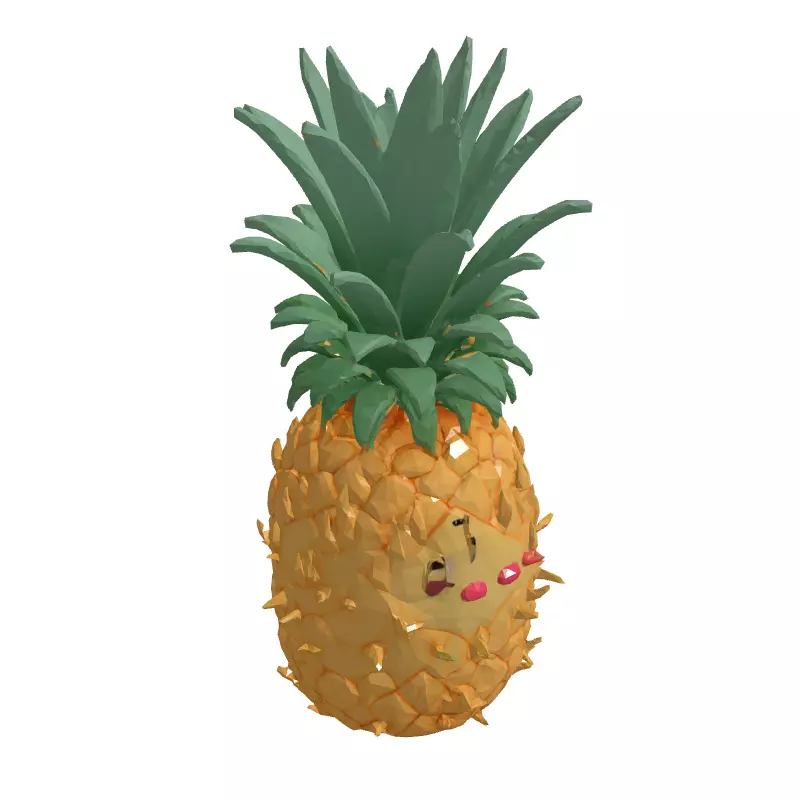 Cute Cartoon Pineapple 3D Model Low-poly 3D model_3