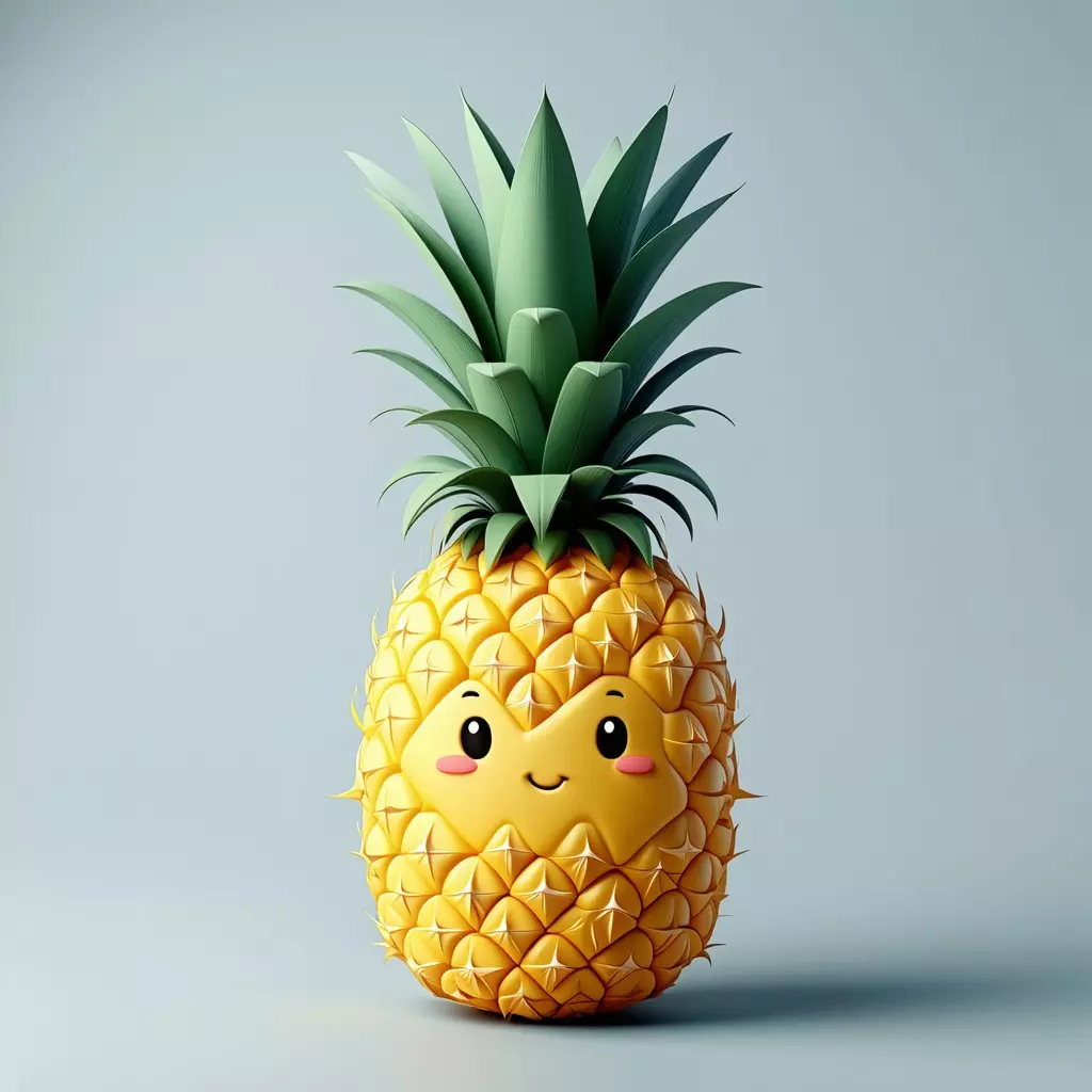 Cute Cartoon Pineapple 3D Model Low-poly 3D model_0