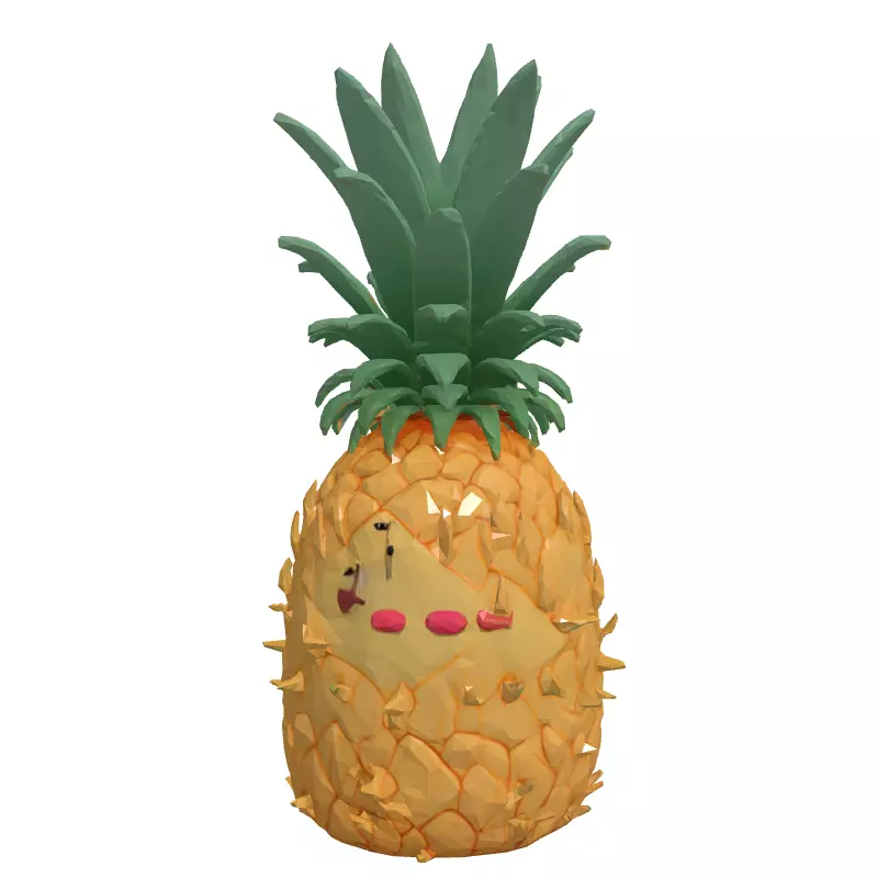 Cute Cartoon Pineapple 3D Model Low-poly 3D model_4