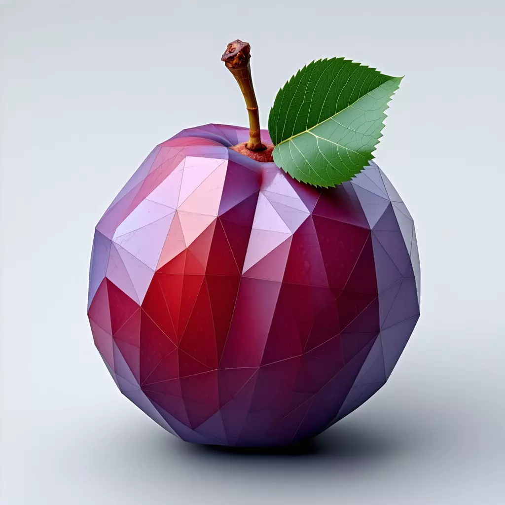 LowPoly Plum Stylized 3D Model Low-poly 3D model_0