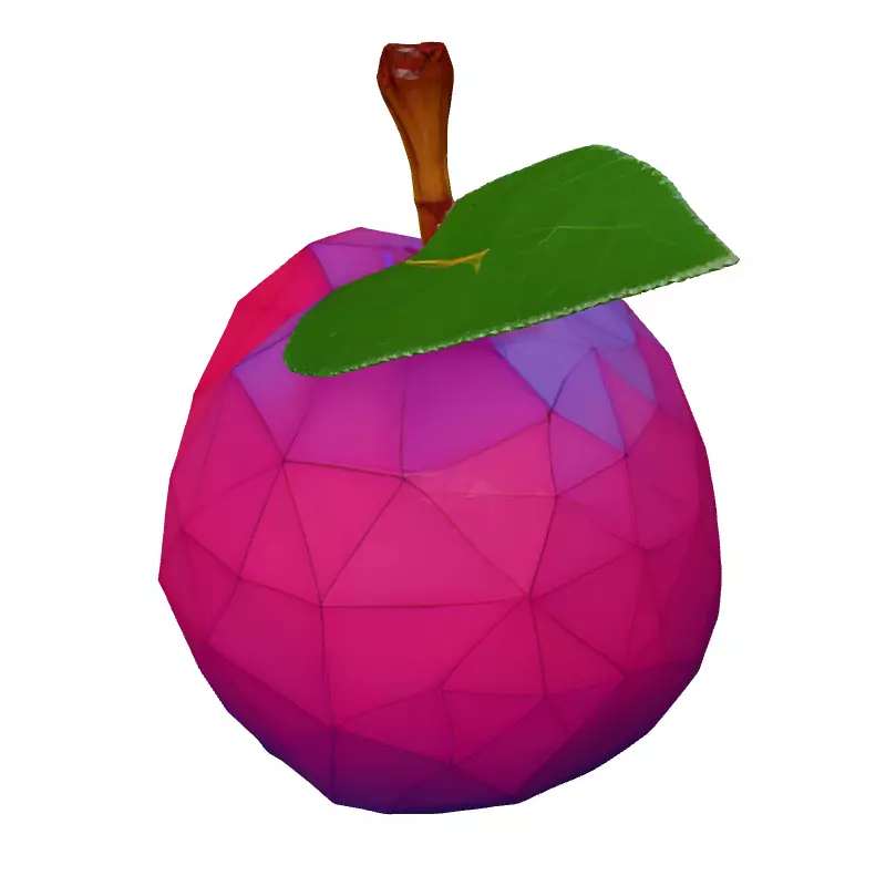 LowPoly Plum Stylized 3D Model Low-poly 3D model_2