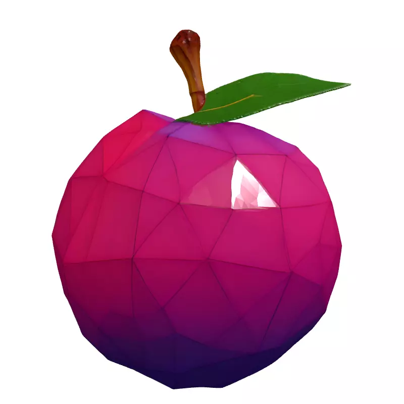 LowPoly Plum Stylized 3D Model Low-poly 3D model_4