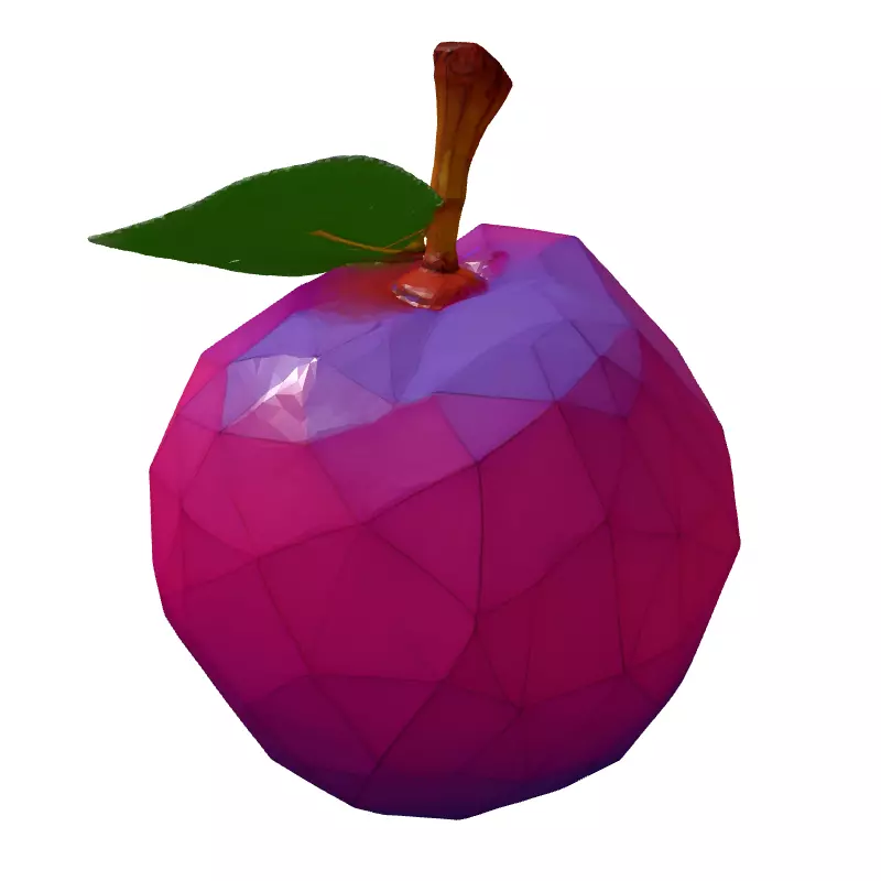LowPoly Plum Stylized 3D Model Low-poly 3D model_5