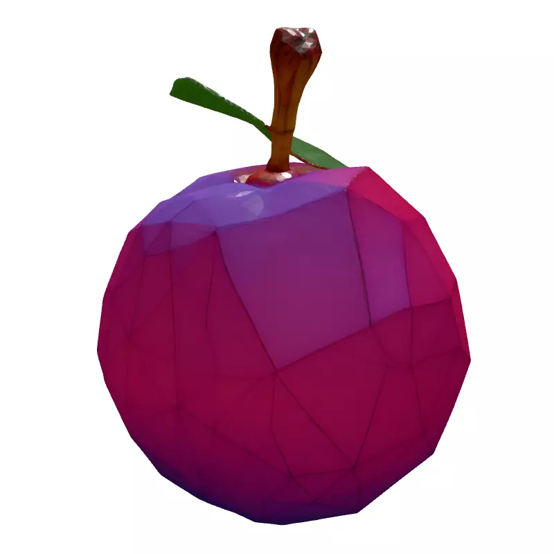 LowPoly Plum Stylized 3D Model Low-poly 3D model_6