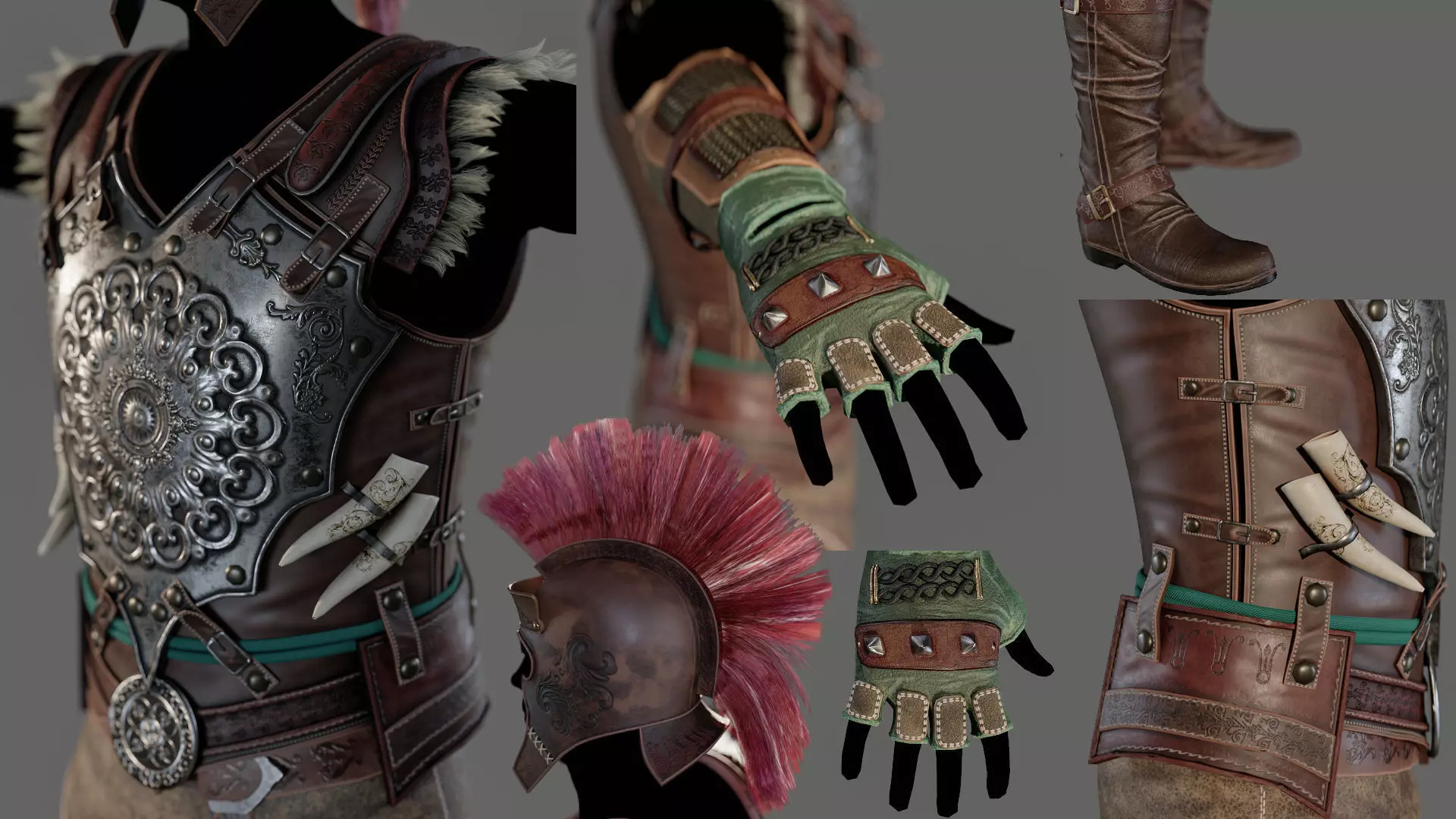 Armor Set Low-poly 3d Model Low-poly 3D model_0