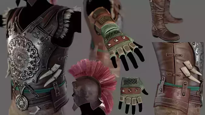 Armor Set Low-poly 3d Model Low-poly 3D model