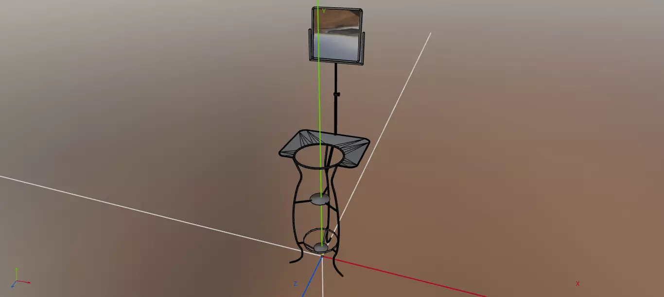 Washbasin support with mirror and basin 3D model_4